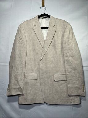 Haspel 100% Linen Beige Two Button Sport Coat Blazer 42R